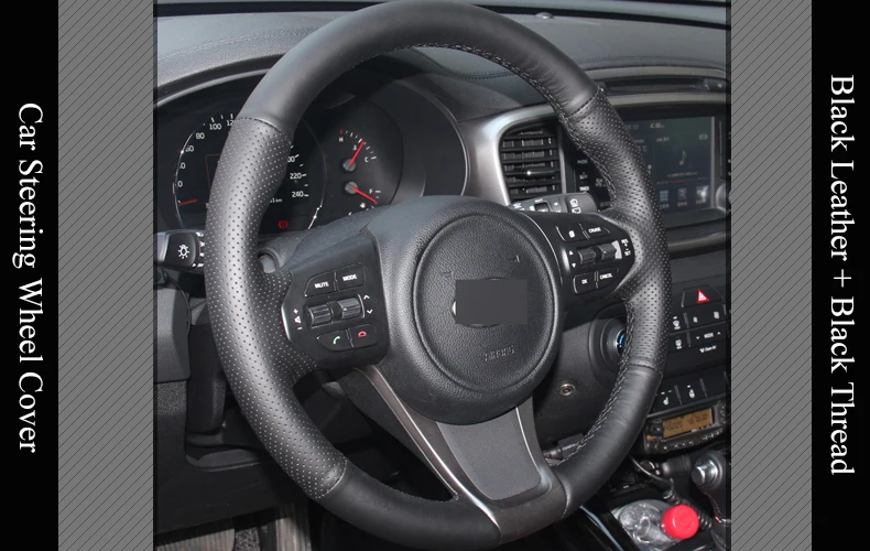 LQTENLEO черная искусственная кожа DIY крышка рулевого колеса автомобиля для Kia Sorento- Carnival- Sedona