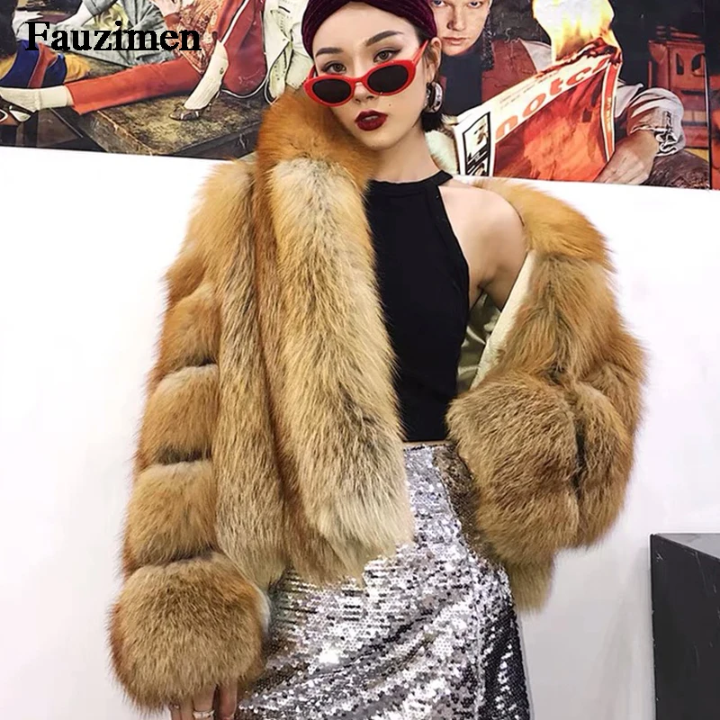 2018 Бесплатная доставка зимнее женское пальто из лисьего меха плотное теплое