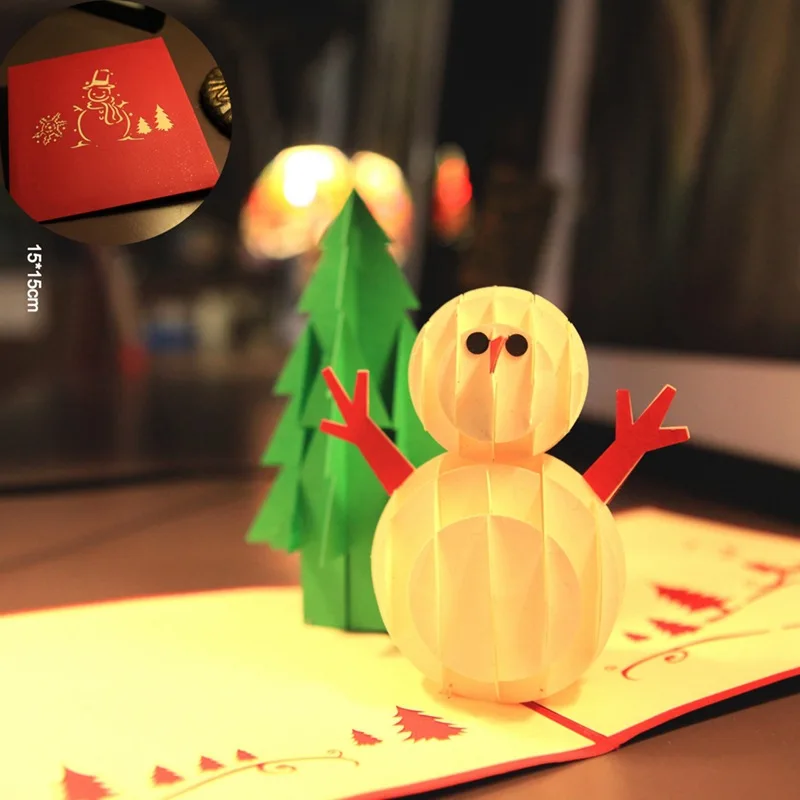 3d головоломка Рождественская открытка снеговики елки papercraft поздравительная