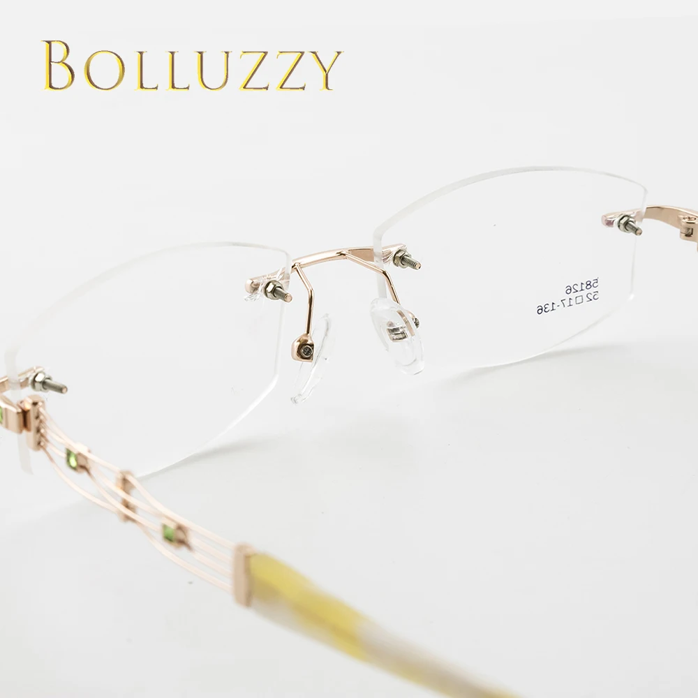 Женская оправа для очков с бриллиантами Золотистая стразы цветами | Аксессуары