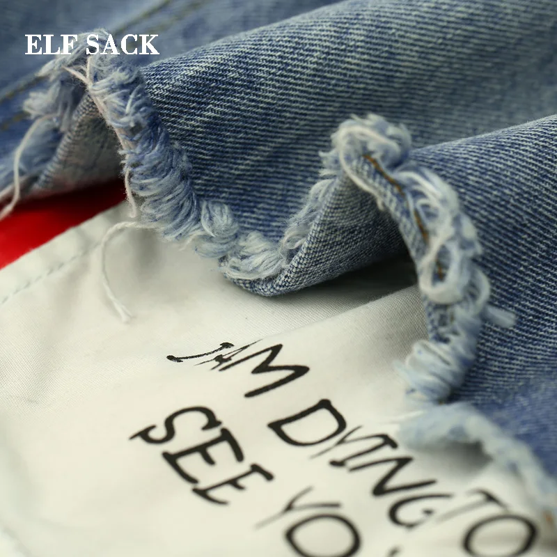 Женская Повседневная мини юбка ELFSACK хлопковая джинсовая с принтом в стиле