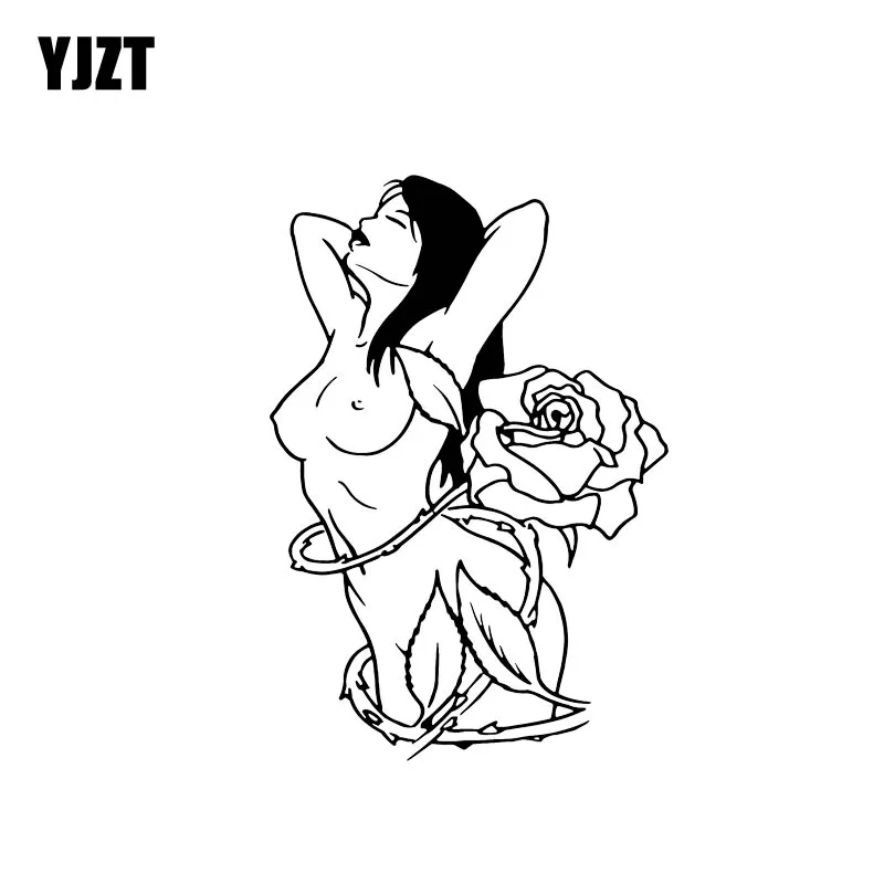 Наклейка на автомобиль цвет черный/серебристый 10 3x15 3 см Роза и обнаженная