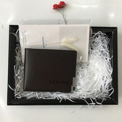 Brown wallet C Пользовательское имя отец Жених шафера бойфренд подарки из искусственной кожи Набор для кошелька подарок для мужчин день рождения - Цвет: Brown wallet C