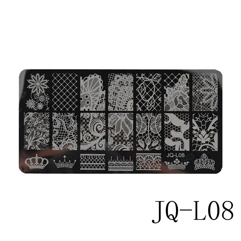 JQ-L08 WUF 12x6 см из нержавеющей стали красивые кружевные изображения для дизайна ногтей DIY принтер для печати изображений маникюрные трафареты для штамповки ногтей пластины Шаблоны - Цвет: JQ-L08