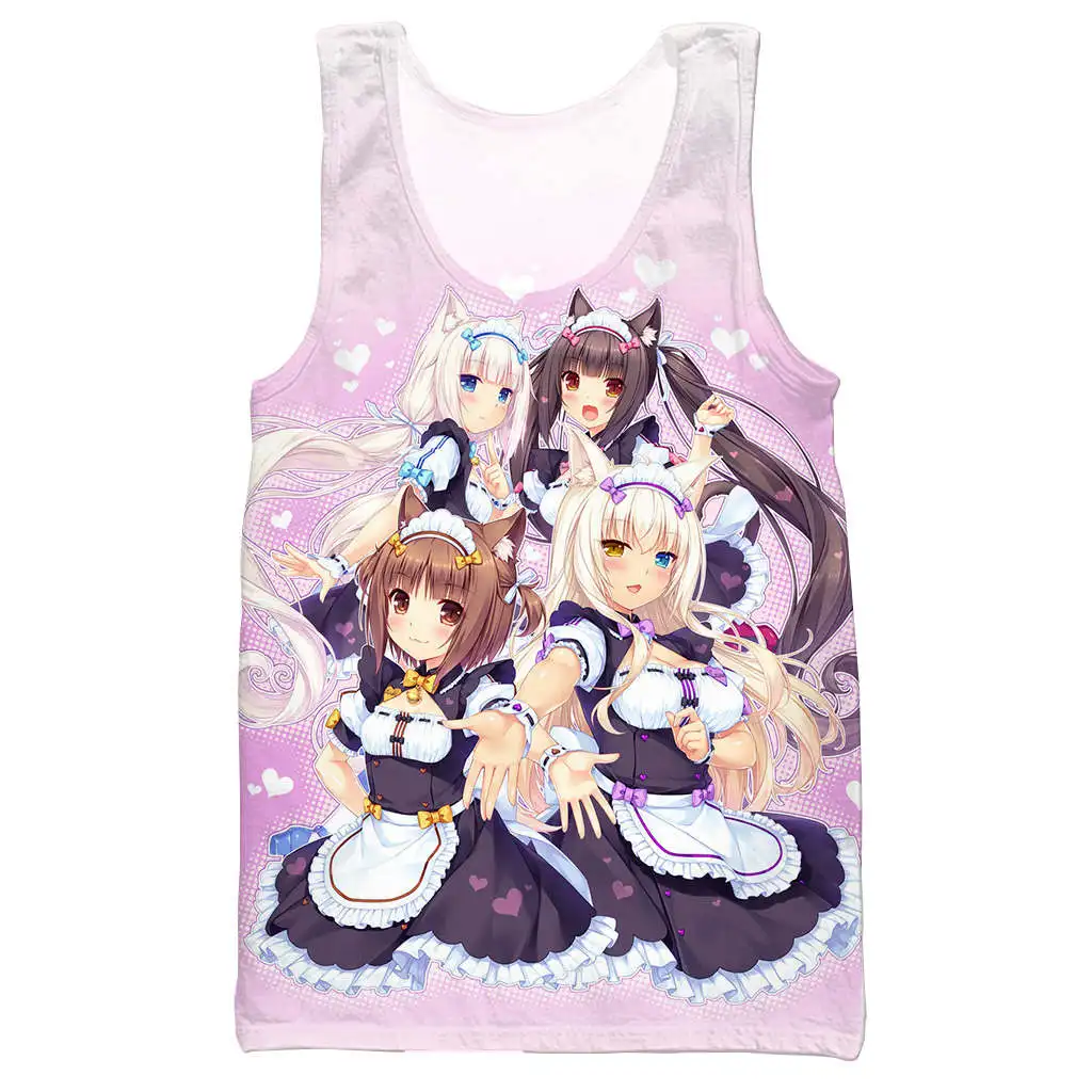 Nekopara Chocola ванильный 3D топ с принтом для мужчин модный летний на бретелях работы и