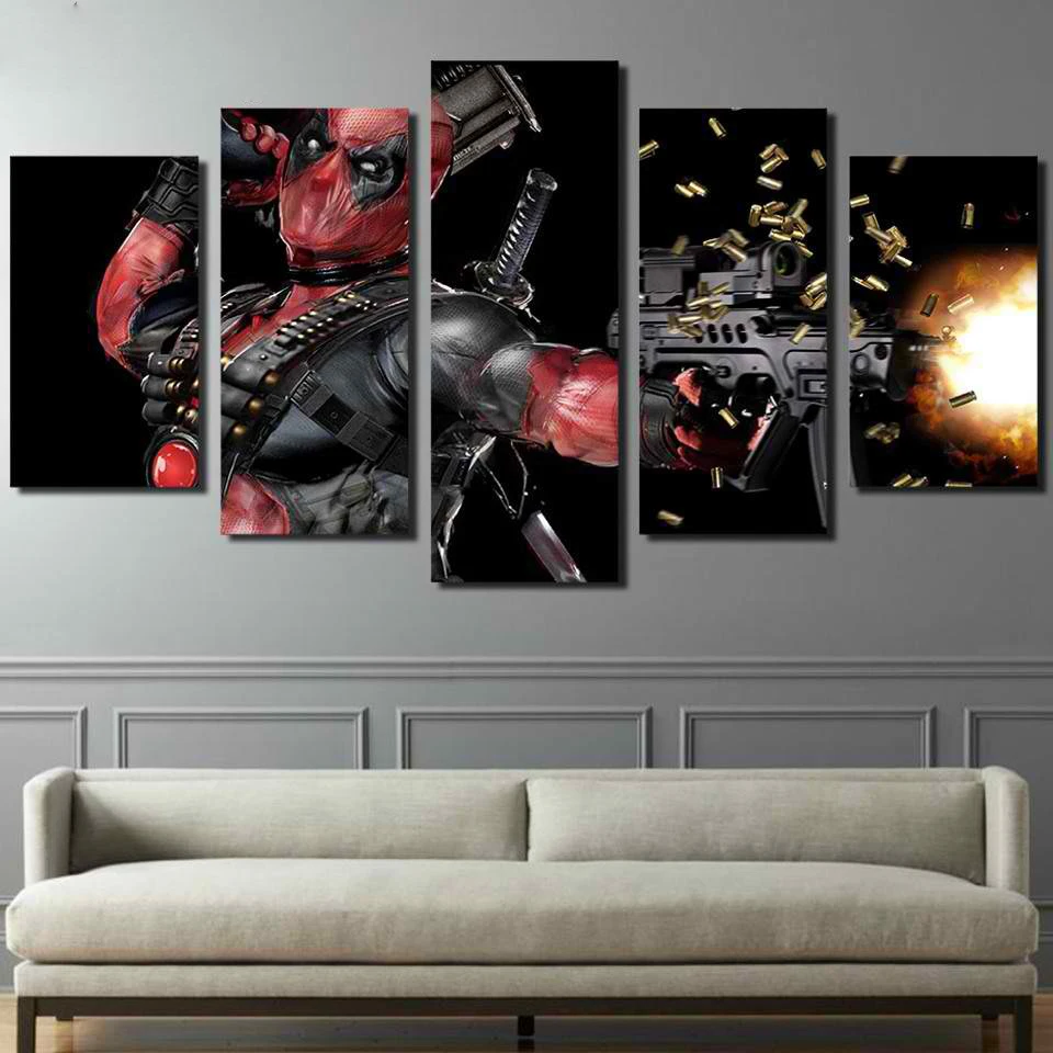 Framed 5 piece canvas art paintings Spiderman Movie room decor wall HD Printed posters and prints ny-1925 | Дом и сад
