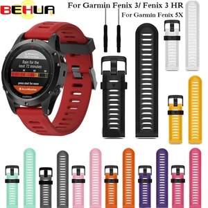 Ремешок силиконовый для наручных часов шириной 26 мм, браслет для Garmin Fenix 3 Band, уличный спортивный браслет для Garmin Fenix 3 HR 5X Plus 6X Pro с инструментами