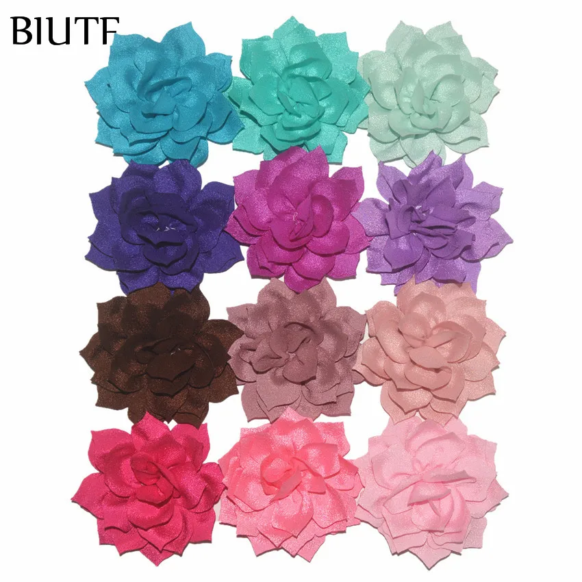 10 шт./лот 3 2 ''тканевые цветы цветок лотоса Дети Женщины DIY волосы украшения