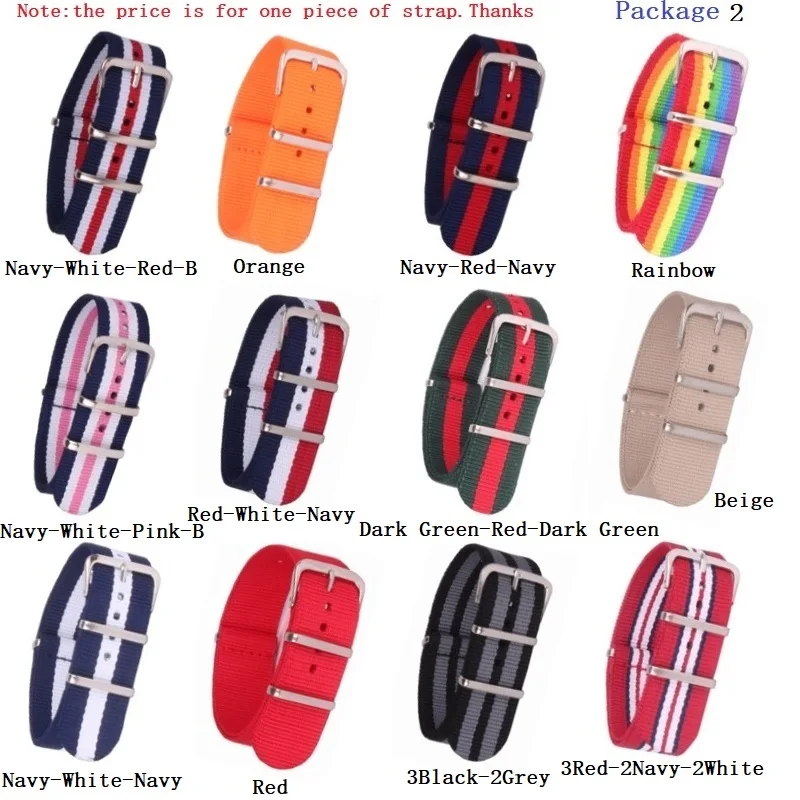Buy 2 Get 10% OFF) 18mm 20mm 22mm 24mm Solid color Nylon Stripes Nato Woven Fiber watchband Watch Strap Wristwatch Band fabric