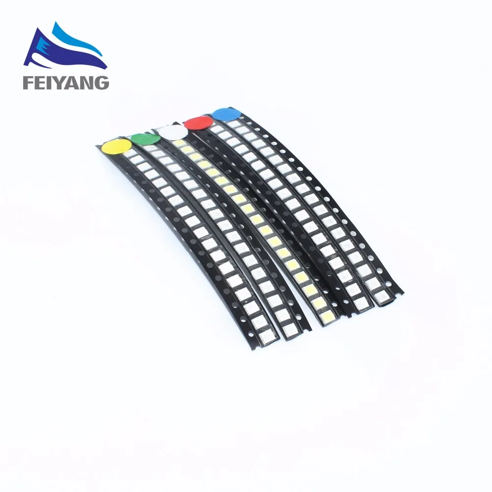 100 шт./лот 2835 SMD белый красный синий зеленый желтый 20 шт. каждый супер яркий 3528