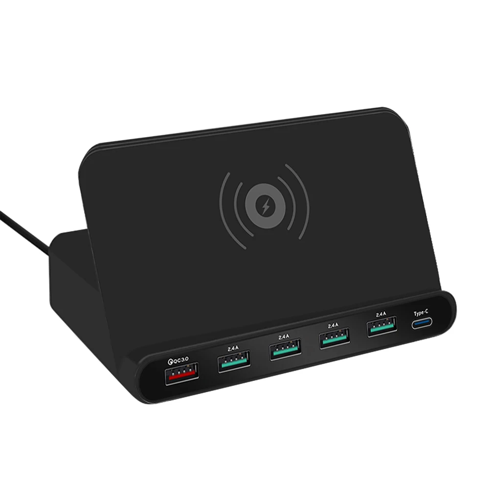 7 в 1 Беспроводное зарядное устройство QC 3 0 Quick Charge 5 USB портов Type C зарядная док