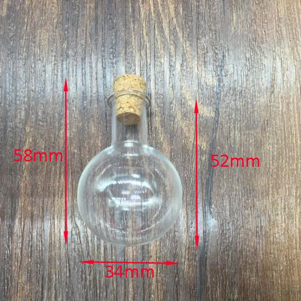 

30pieces 34*52mm round ball glass bottle jar with cork Perfume essential oil bottle vial pendants jewelry findings