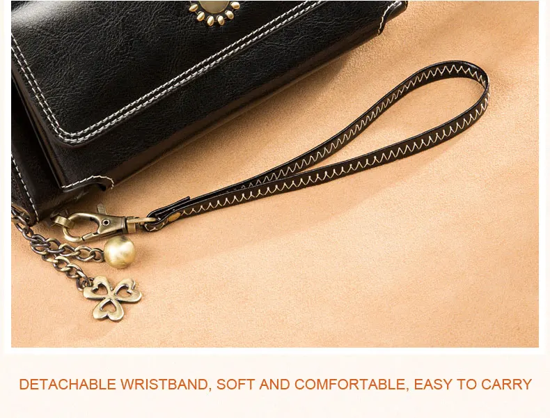 Vintage Oil Wax Leather Women Wallets Long Zippers Purse Genuine Leather Wallet Female Clutch Multifunction Big Capacity Wallet