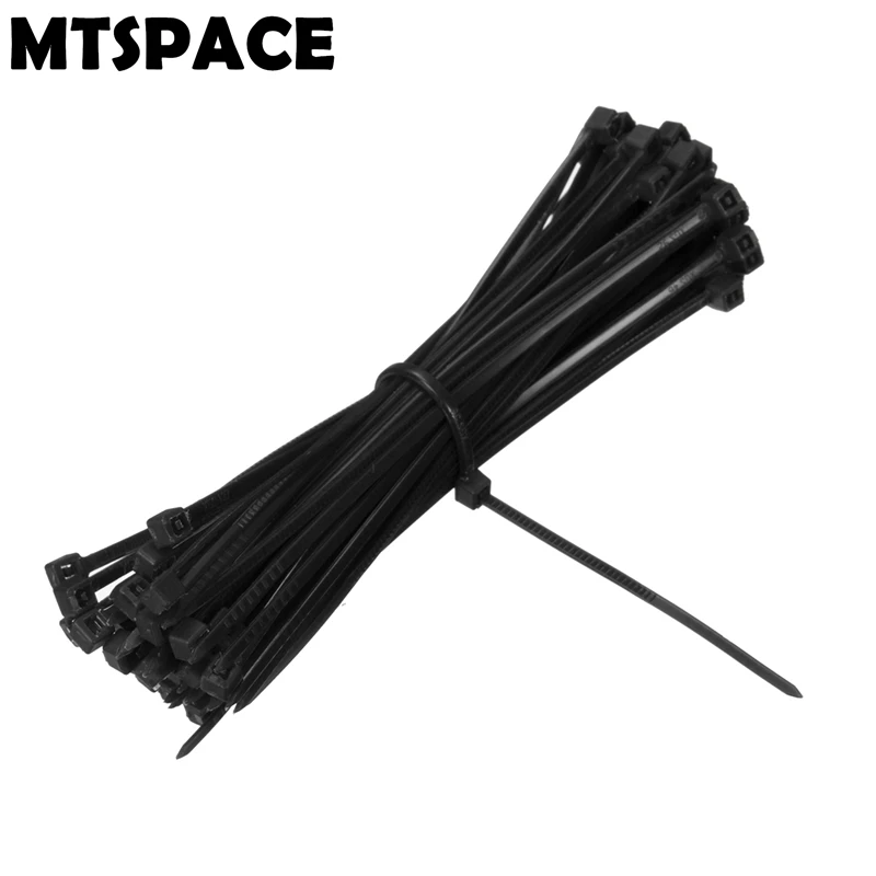 MTSPACE 1000 шт./компл. 100 мм X 3 самоблокирующийся черный нейлоновый провод кабель на
