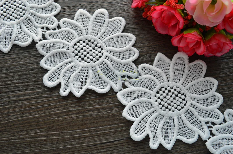 

5 yard 8cm 3.14" wide ivory milk silk embroidered tapes lace trim ribbon clothing dress skirt curtain fabric 1133451QL4K43