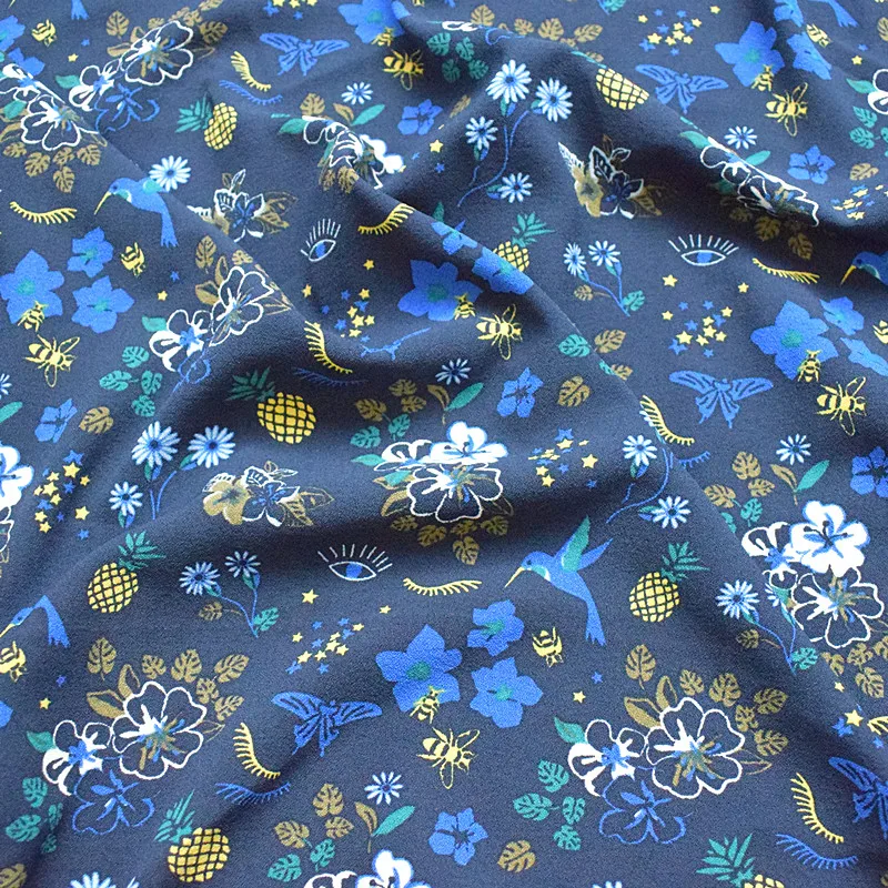 2018 floral print fashion chiffon fabric soft comfortable clothing tissue for women summer dress skirt patchwork sewing by meter | Дом и сад
