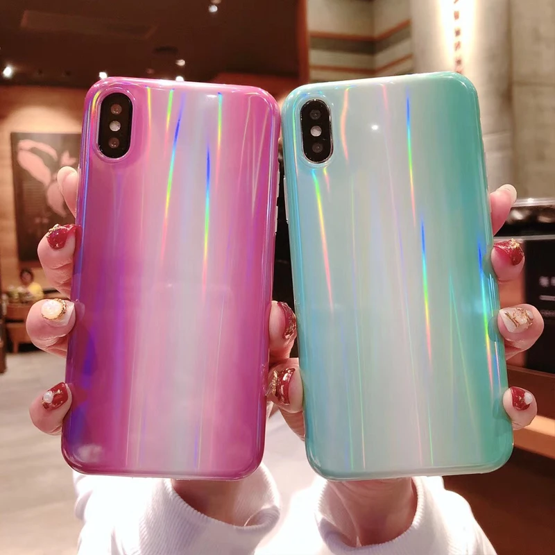 Глянцевый мягкий силиконовый чехол Kerzzil для iPhone X XR XS Max градиентные цветные Чехлы