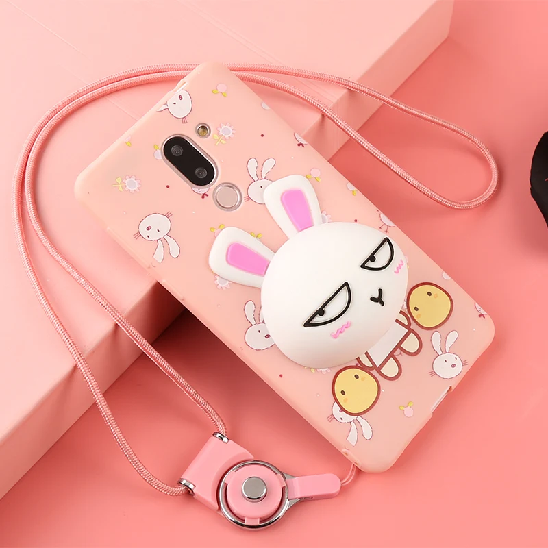 Для huawei honor 6x чехол с ремешком 2 в 1 3D мультфильм Симпатичные из мягкого ТПУ для wtih