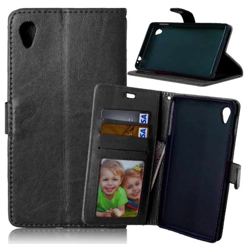 Роскошный чехол бумажник с 3 кредитными картами кожаный флип брендовый для Sony Xperia