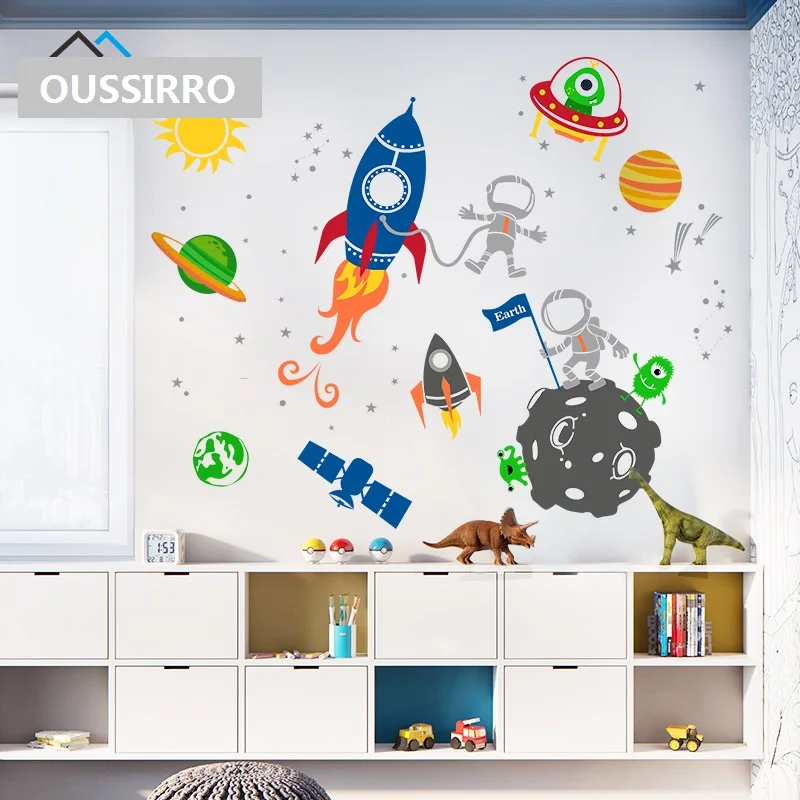 Детские наклейки на стену с солнечной системой для раннего образования декор