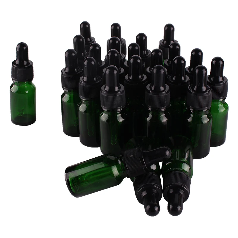 

24pcs 10ml Empty Green Glass Dropper Bottle with Pipptte for essential oils aromatherapy liquid