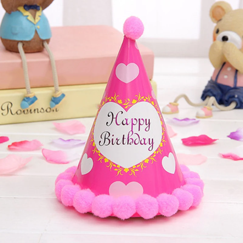 Children Adults Birthday Cap Kids Party Fuzzy Ball Hats Decor | Детская одежда и обувь