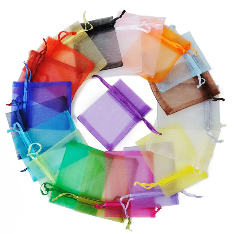 

500pcs/lot 10x15cm Organza Gift Packaging Bags Christmas Wedding Gifts Packing Pouches Mixed Color Jewelry Organza Bags