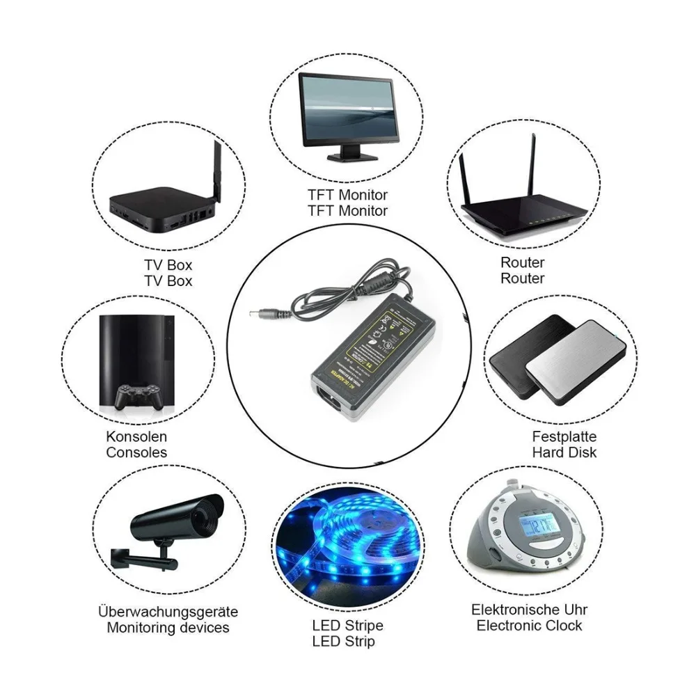 12V Мощность адаптер 1A/2A/5A/8A/10A AC100-240V для DC12V трансформатор Зарядное устройство Питание