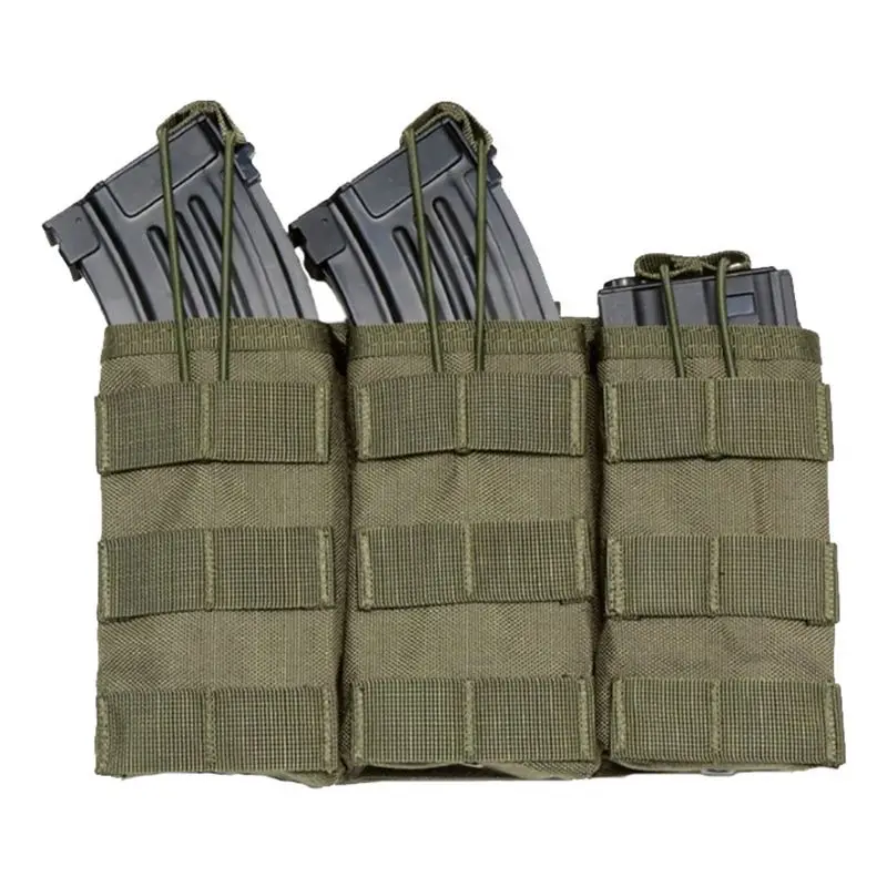 Лидер продаж! Тактический Molle одиночный/двойной/тройной открытый топ подсумок AK M4 военный нейлоновый картридж сумка - Цвет: triple green
