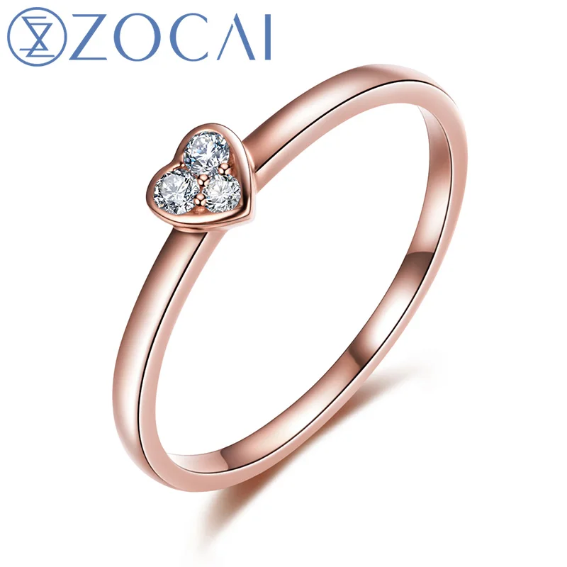 

ZOCAI Heart Shape 18K Rose Gold (Au750) Real 0.05 CT H / SI Round Cut Diamond Engagement Ring JBW00478