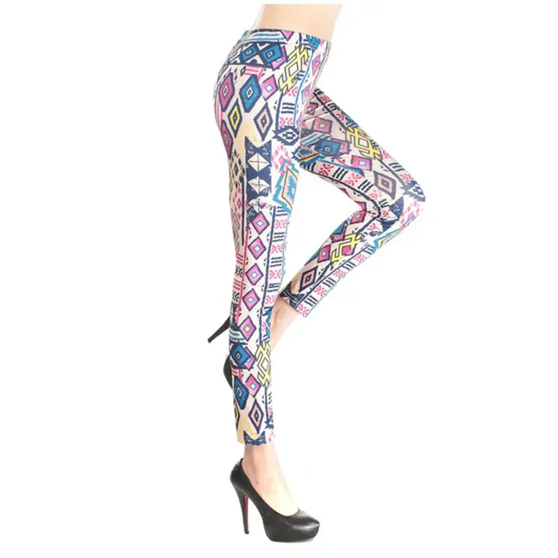 Женские милые леггинсы с татуировкой ретро цветные летние геометрические тонкие
