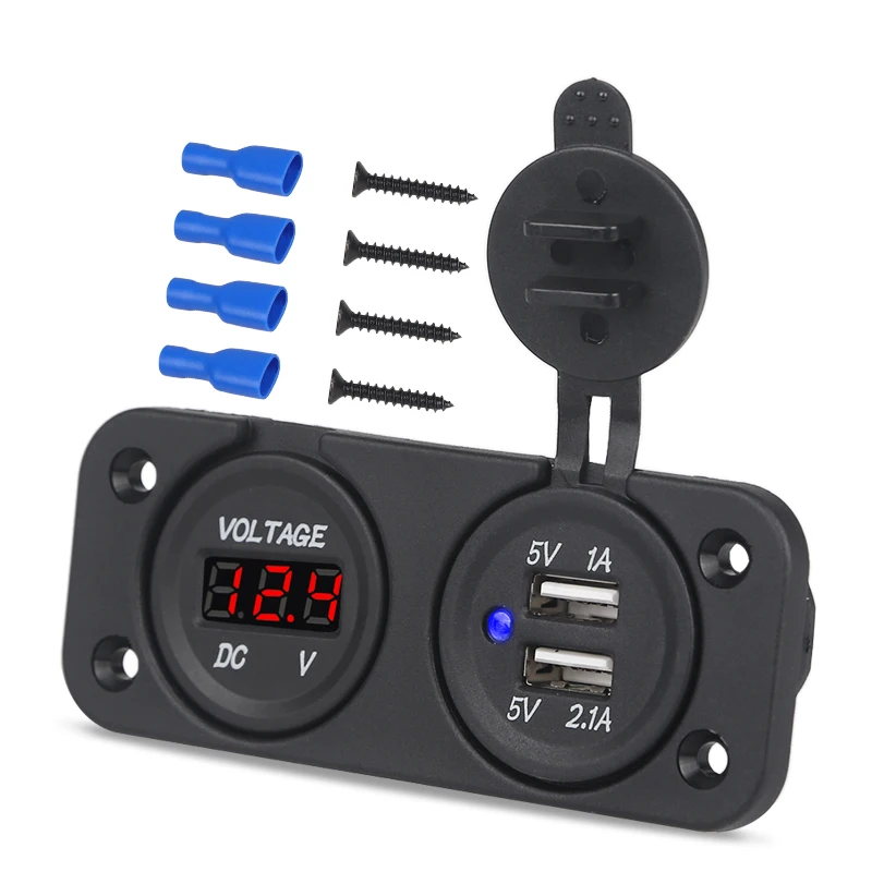 

2 в 1, автомобильное зарядное устройство с двумя USB-портами, 12 В