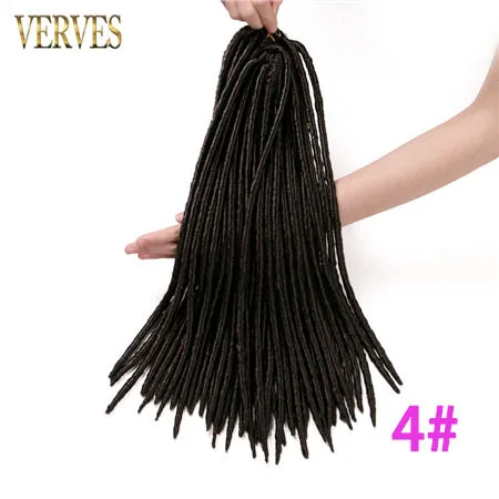 VERVES Faux locs 18 дюймов накладные волосы на крючке, на возраст от 1 года до 8 лет пакет, заплетённые волосы черного цвета, ошибка, коричневый, 24 шт./упаковка, синтетические волосы, шиньоны, плетёные - Цвет: #4
