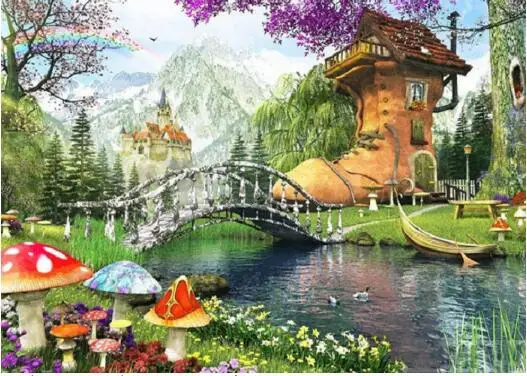 5D алмазная вышивка мозаика Сказочный пейзаж полностью квадратная Алмазная
