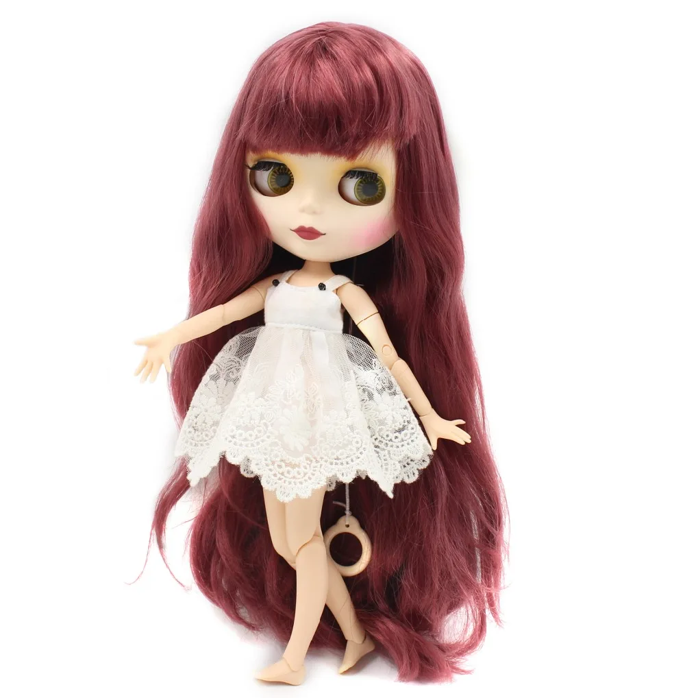 Ледяная кукла DBS Blyth 1/6 bjd темно красные волосы матовое лицо совместное тело