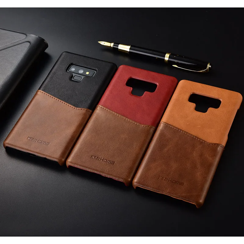 Case for Samsung Galaxy Note 9 KEZiHOME Two Colors Genuine Leather Hard Back Cover For Note9 with Card Pocket | Мобильные телефоны