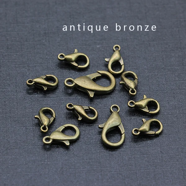antique bronze 10/100p 10/12/14/16 мм сплав античная бронза/золото/серебро Лобстер крючки с шариками конечные бусины в форме цветов для ожерелье и браслет-цепочка "сделай сам" - Цвет: antique bronze