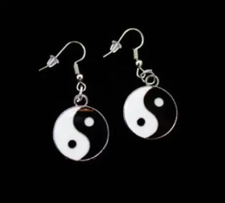 Винтажные Серебряные Серьги Yin Yang Tai Chi Bagua Карта Подвески Висячие/длинные висячие