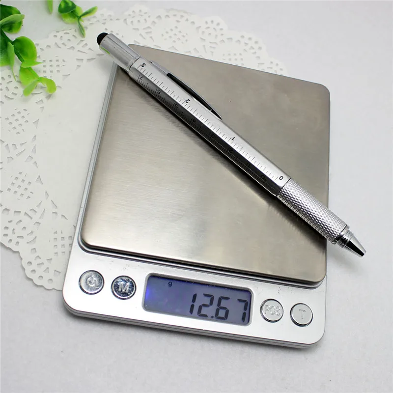 

Newest DismountableScrewdriver 6 In 1 Multi Purpose Pen With Touch Screen Ruler Level Multi Head Screwdriver high quality