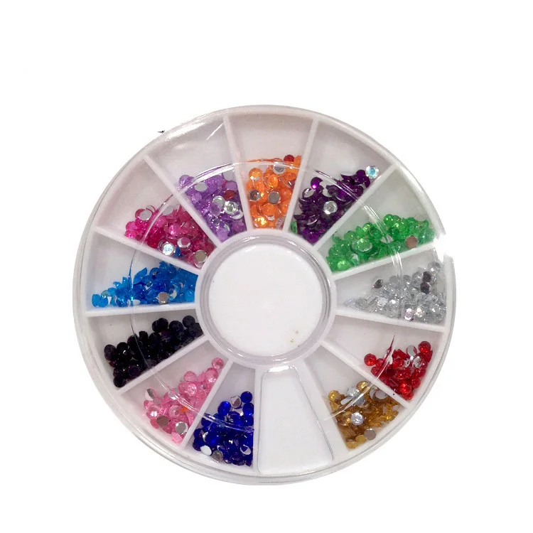 1 wheel of 12 colors mixture acrylic nail art rhinestone glitter decoration | Красота и здоровье