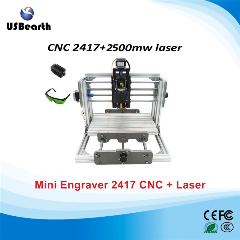 

2500mw laser engraving machine + wood carving machine cnc 2417 2 in 1 cnc machine