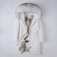 2021 new real fox fur coat women fashion winter fox fur lining coat raccoon fur hoodie cotton longt jacket