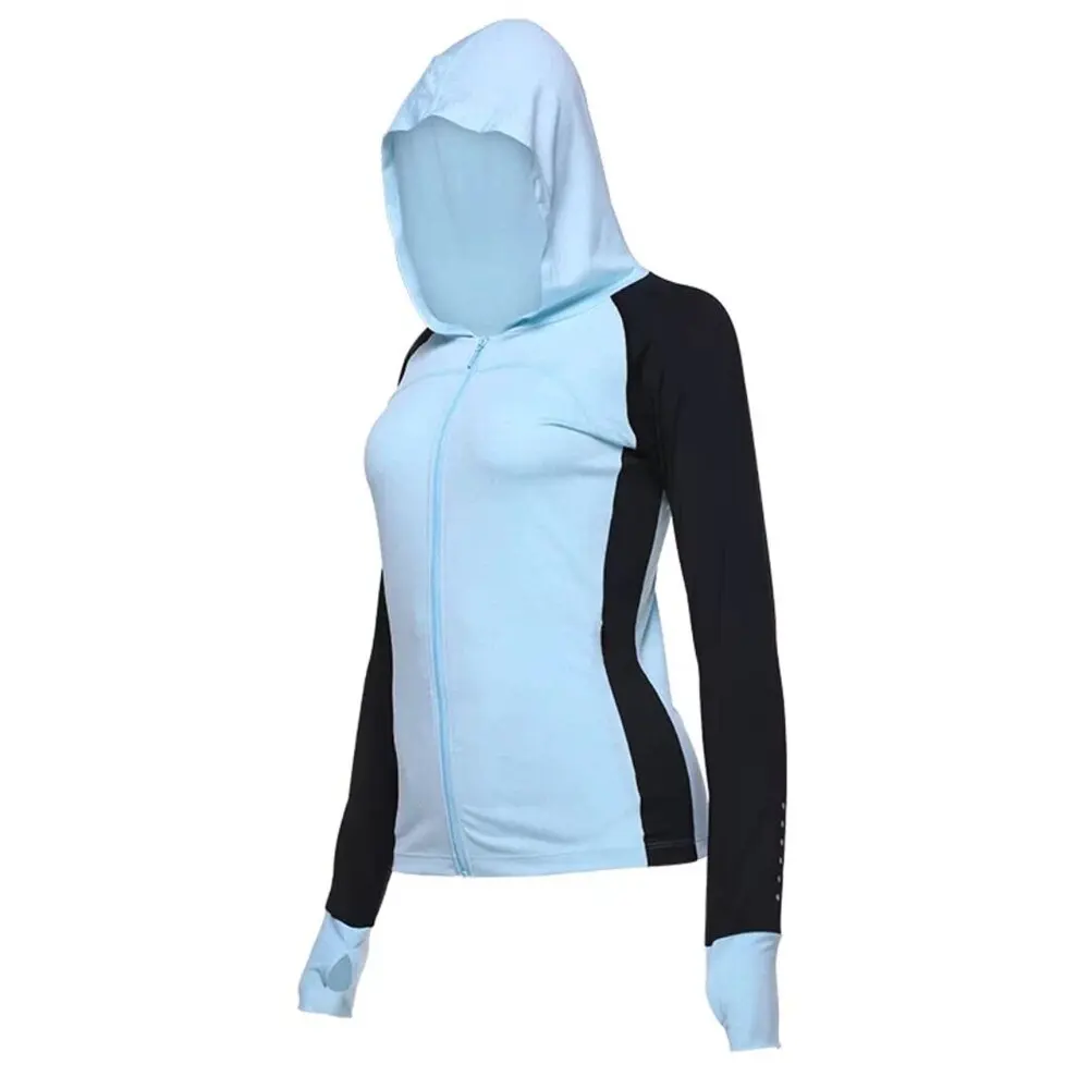 FBF712306 blue Vansydical куртки для йоги женские на молнии с капюшоном Фитнес Спортивная одежда для бега дышащие тренировочные спортивные топы - Цвет: FBF712306 blue