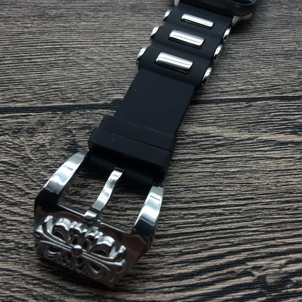 Силиконовые каучуковый ремешок для Apple Watch Series 4 резьба пряжки часы наручные серии
