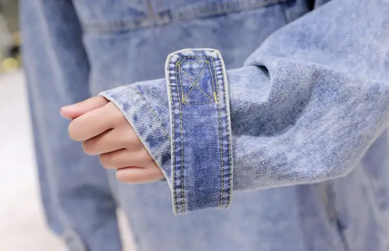 2018 Для женщин одноцветное пальто джинсовая куртка с высоким плотно облегающим