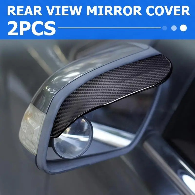 

2x Car Side Mirror Rain Visor Carbon Fiber Look Weather Shield Auto Accessories Tape On The Back For Easy Installation