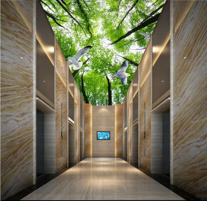 Настенная 3d наклейка на заказ синее небо и белые облака треугольные деревья