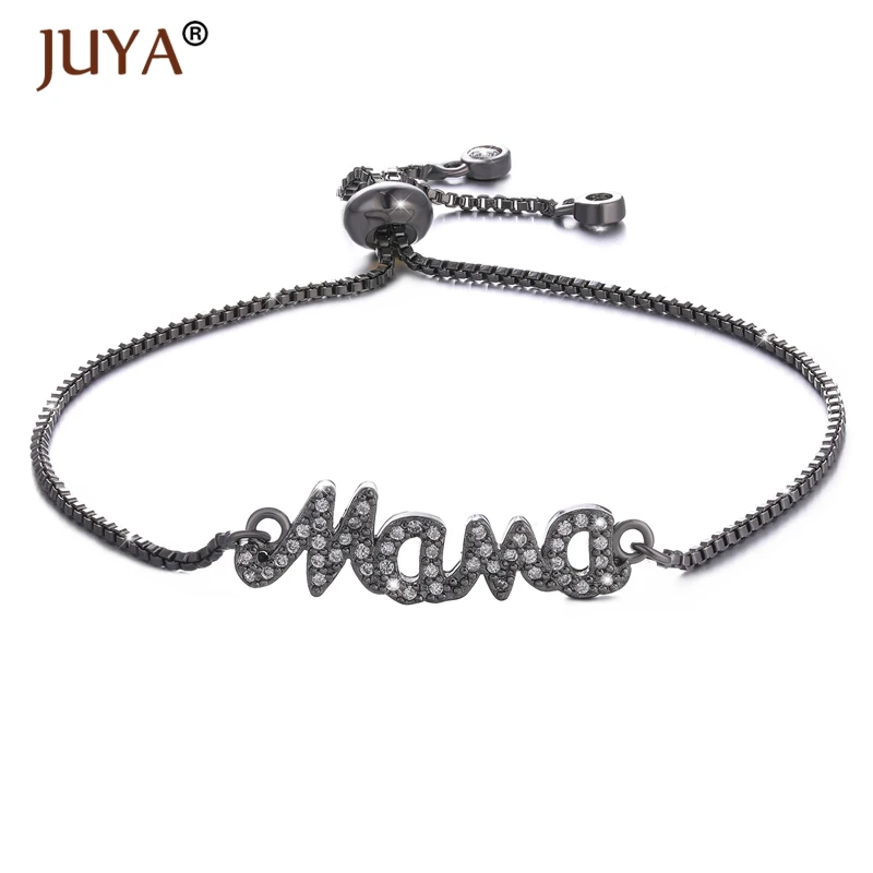 Женский браслет с фианитами Juya New Heart Mama регулируемая цепочка браслеты ручной