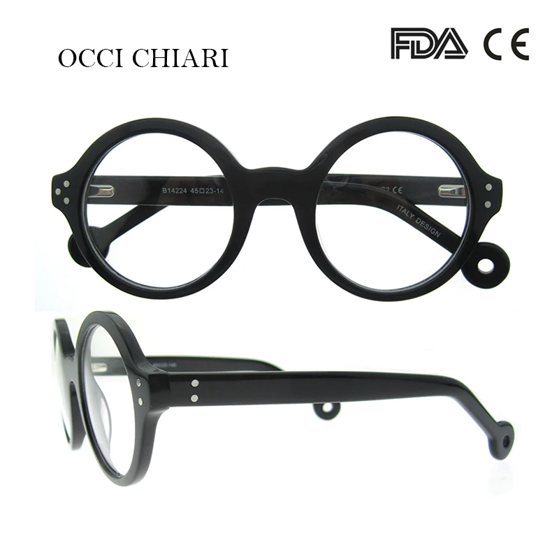 OCCI CHIARI Ретро круглая оправа, фирменный дизайн, рецептурные линзы, медицинские оптические очки, черная оправа для мужчин, Wome CAPPAI - Цвет оправы: C2 black