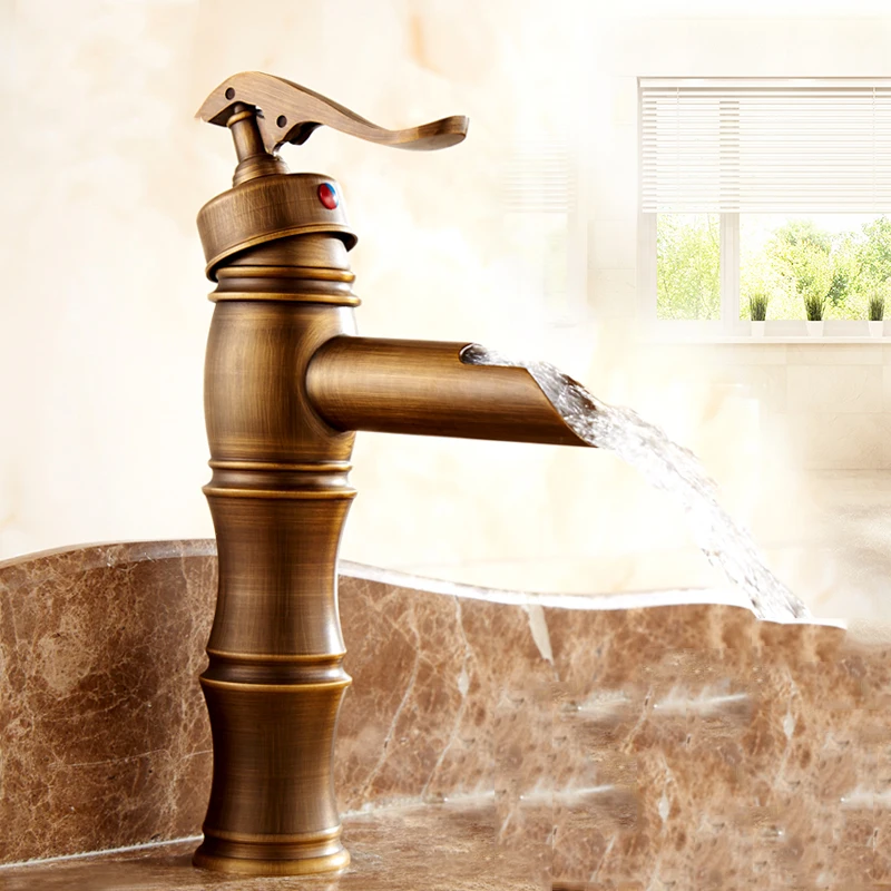 Новый стиль смесители для умывальника бамбуковые античные краны ванной раковины